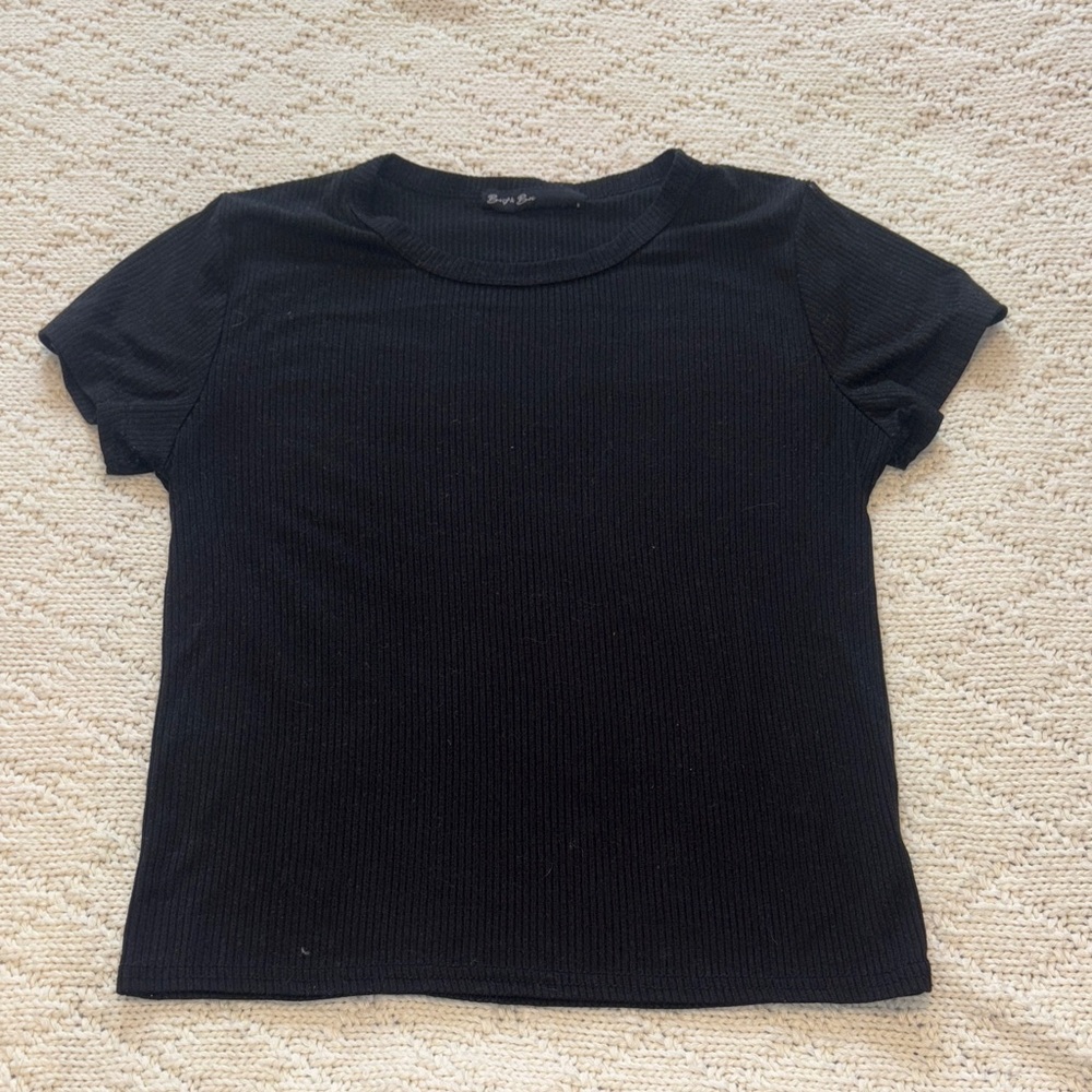 Black Ribbed T-Shirt